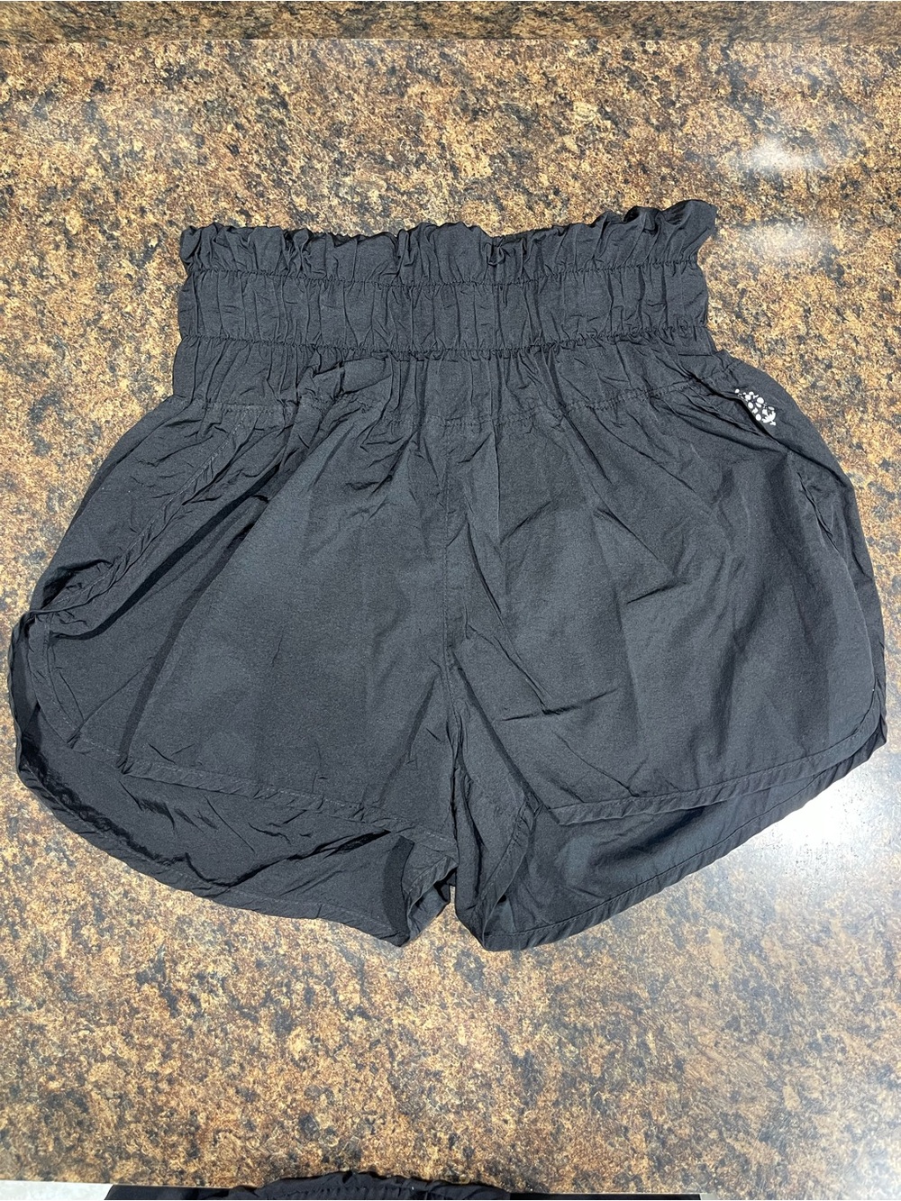 FP Movement by Free People Black Smocked High-Waist Casual Shorts